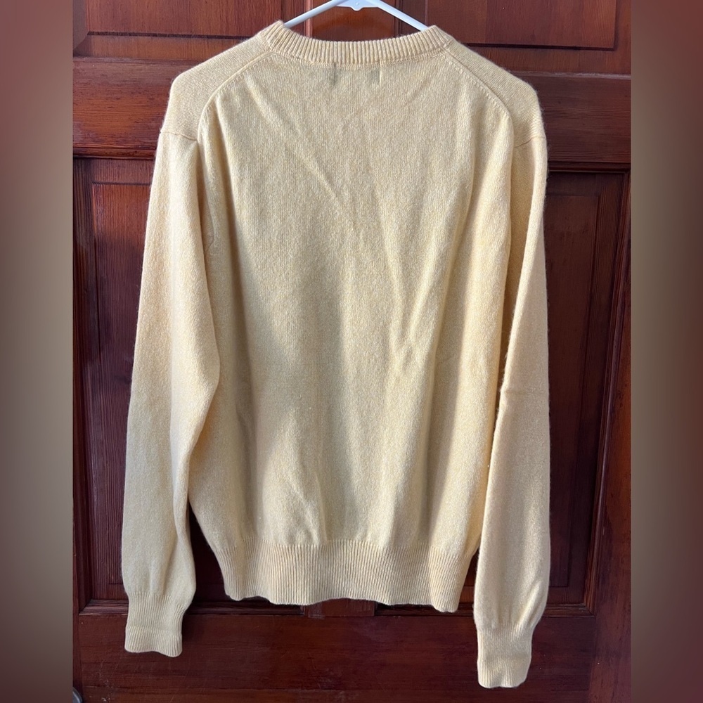 100% Cashmere Sweater Cream Yellow | Two-Ply Cashmere Knit | LoftFashions | L - Picture 6 of 7
